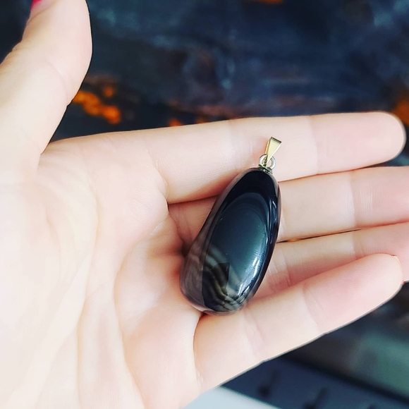 Natural Black Agate Pendant 🤩 - Picture 2 of 3